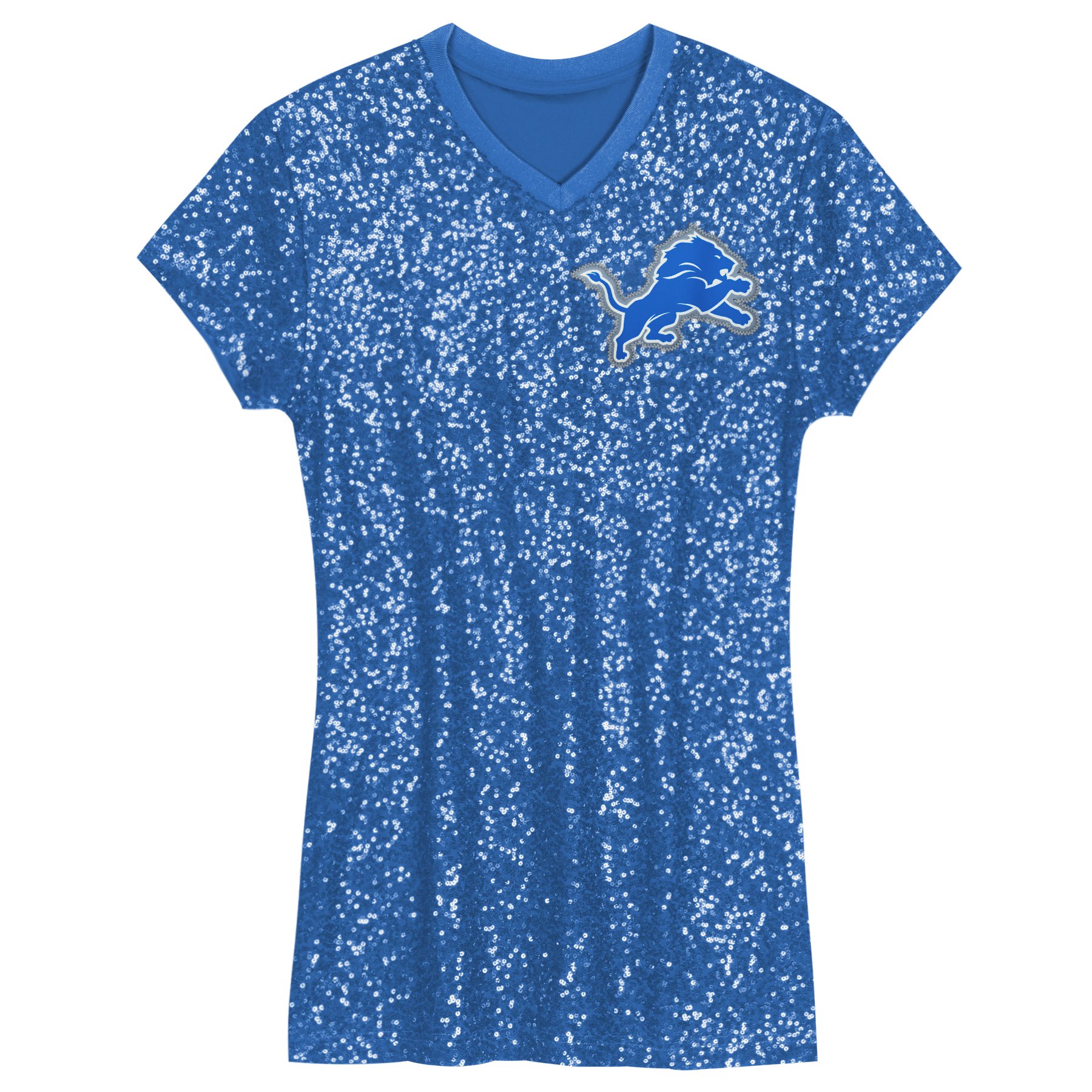 girls youth aidan hutchinson blue detroit lions sequin player name  number v-neck dress | Lions Shop | Detroit Lions NFL Jerseys & Caps Collection