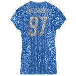 girls youth aidan hutchinson blue detroit lions sequin player name  number v-neck dress | Lions Shop | Detroit Lions NFL Jerseys & Caps Collection
