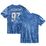 girls youth aidan hutchinson blue detroit lions sequin v-neck fashion jersey | Lions Shop | Detroit Lions NFL Jerseys & Caps Collection