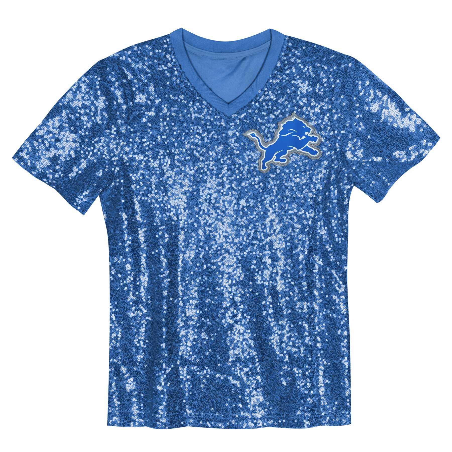 girls youth aidan hutchinson blue detroit lions sequin v-neck fashion jersey | Lions Shop | Detroit Lions NFL Jerseys & Caps Collection