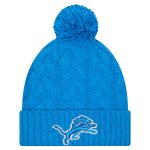 girls youth new era blue detroit lions cabled cuffed knit hat with pom | Lions Shop | Detroit Lions NFL Jerseys & Caps Collection