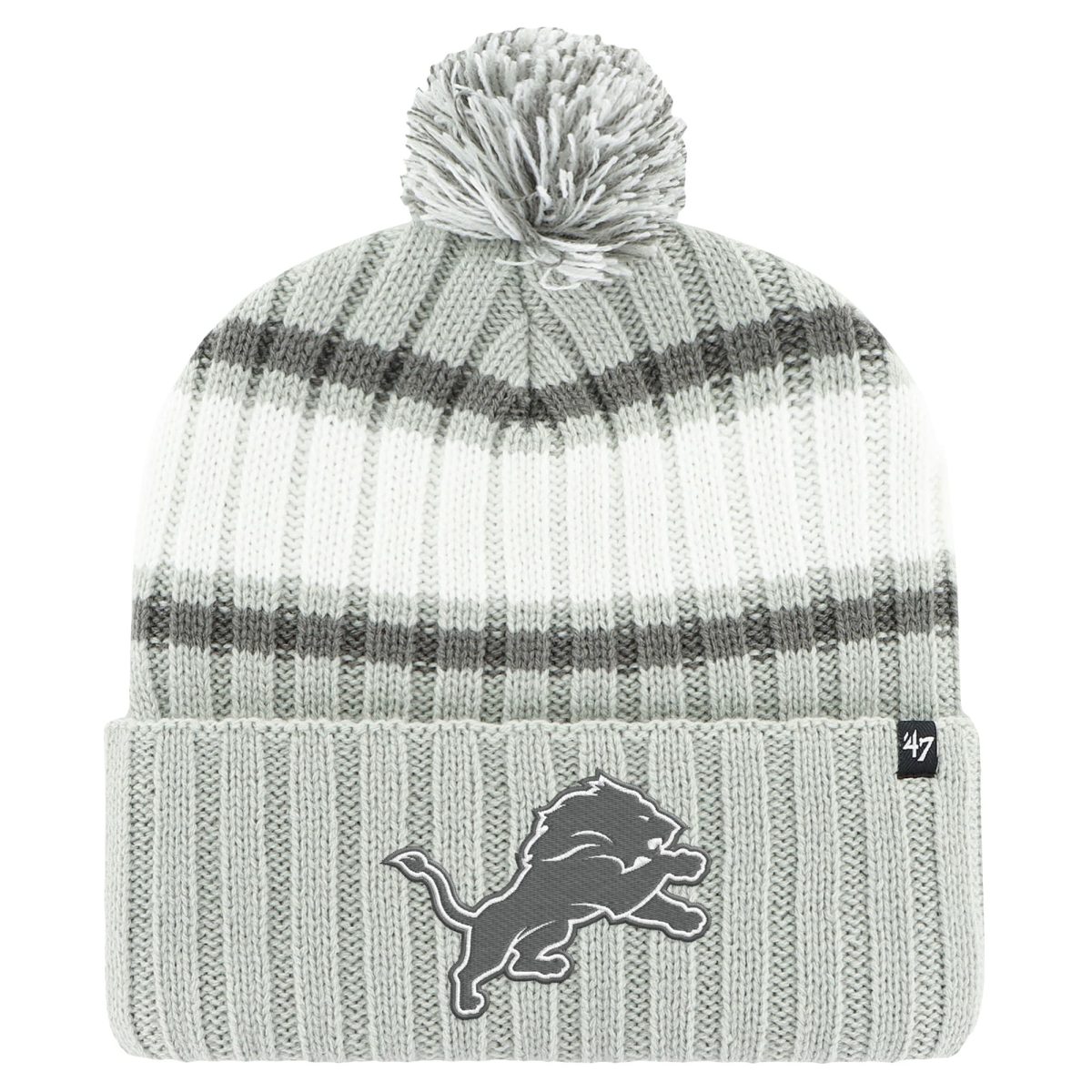 mens 47 gray detroit lions plateau cuffed knit hat with pom | Lions Shop | Detroit Lions NFL Jerseys & Caps Collection
