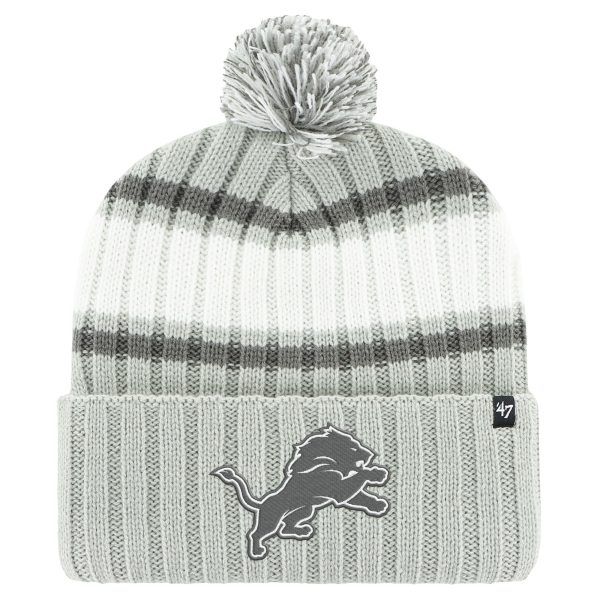 mens 47 gray detroit lions plateau cuffed knit hat with pom | Lions Shop | Detroit Lions NFL Jerseys & Caps Collection