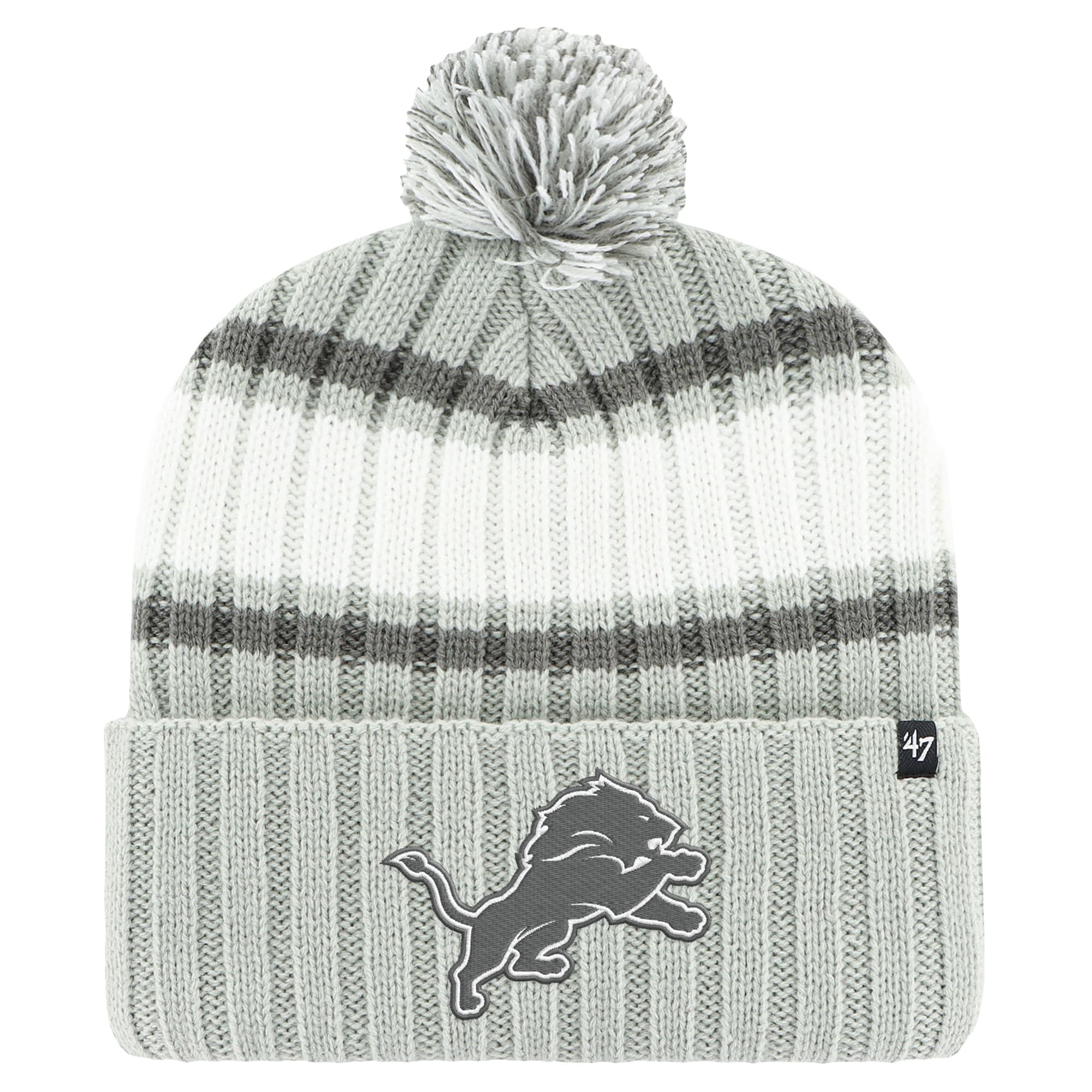 mens 47 gray detroit lions plateau cuffed knit hat with pom | Lions Shop | Detroit Lions NFL Jerseys & Caps Collection