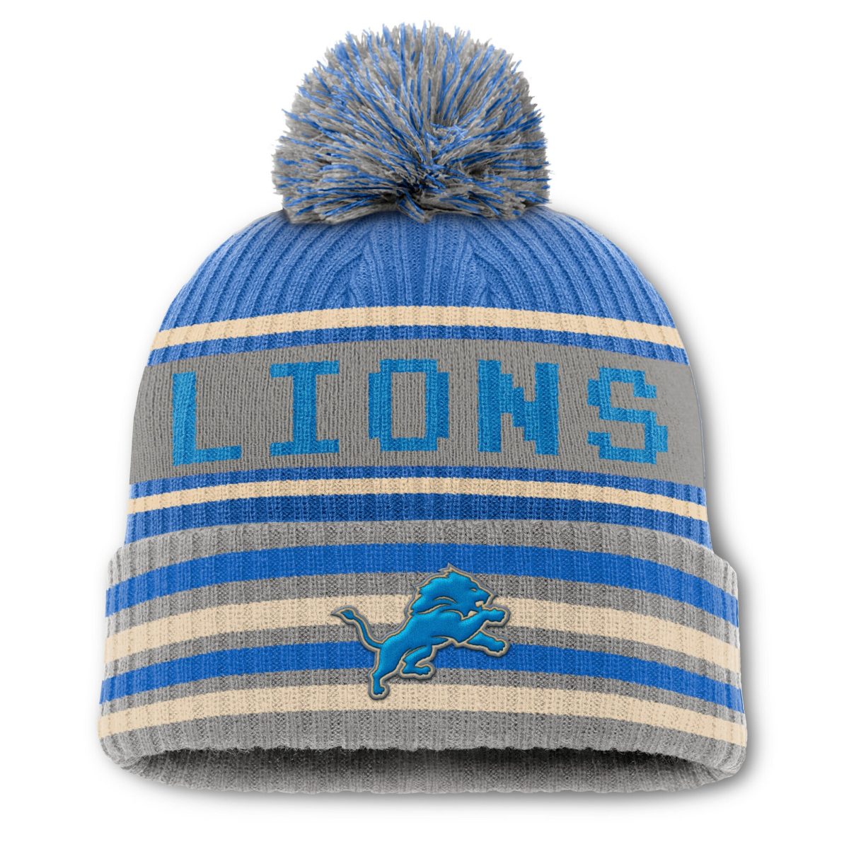 mens fanatics bluegray detroit lions blindside cuffed knit hat with pom | Lions Shop | Detroit Lions NFL Jerseys & Caps Collection