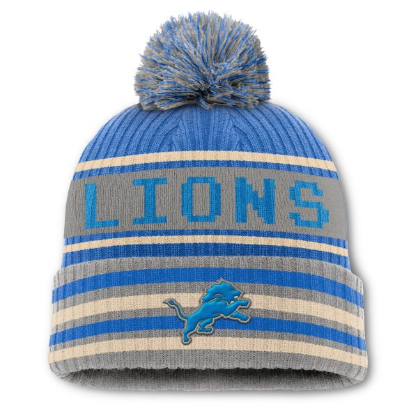 mens fanatics bluegray detroit lions blindside cuffed knit hat with pom | Lions Shop | Detroit Lions NFL Jerseys & Caps Collection