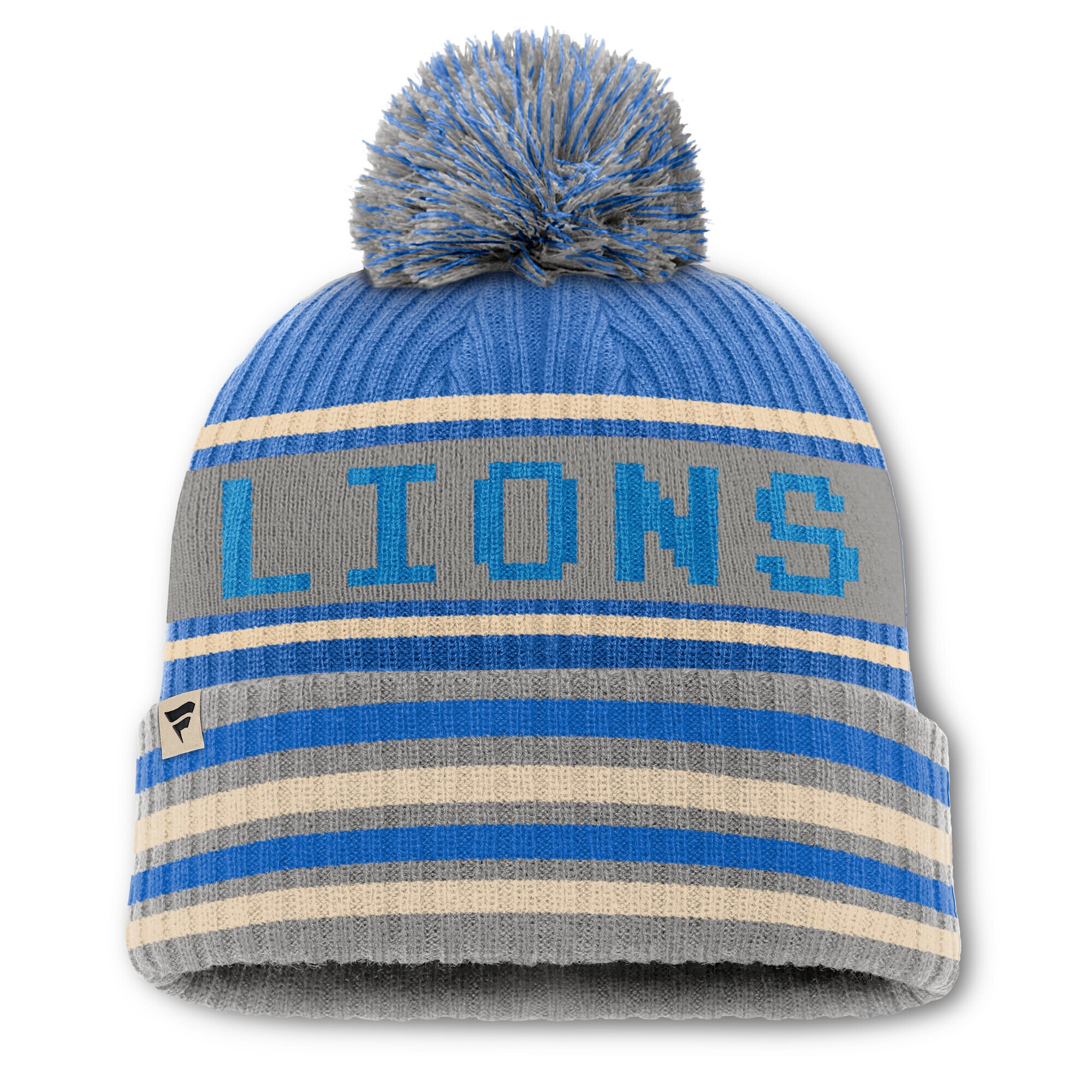 mens fanatics bluegray detroit lions blindside cuffed knit hat with pom | Lions Shop | Detroit Lions NFL Jerseys & Caps Collection