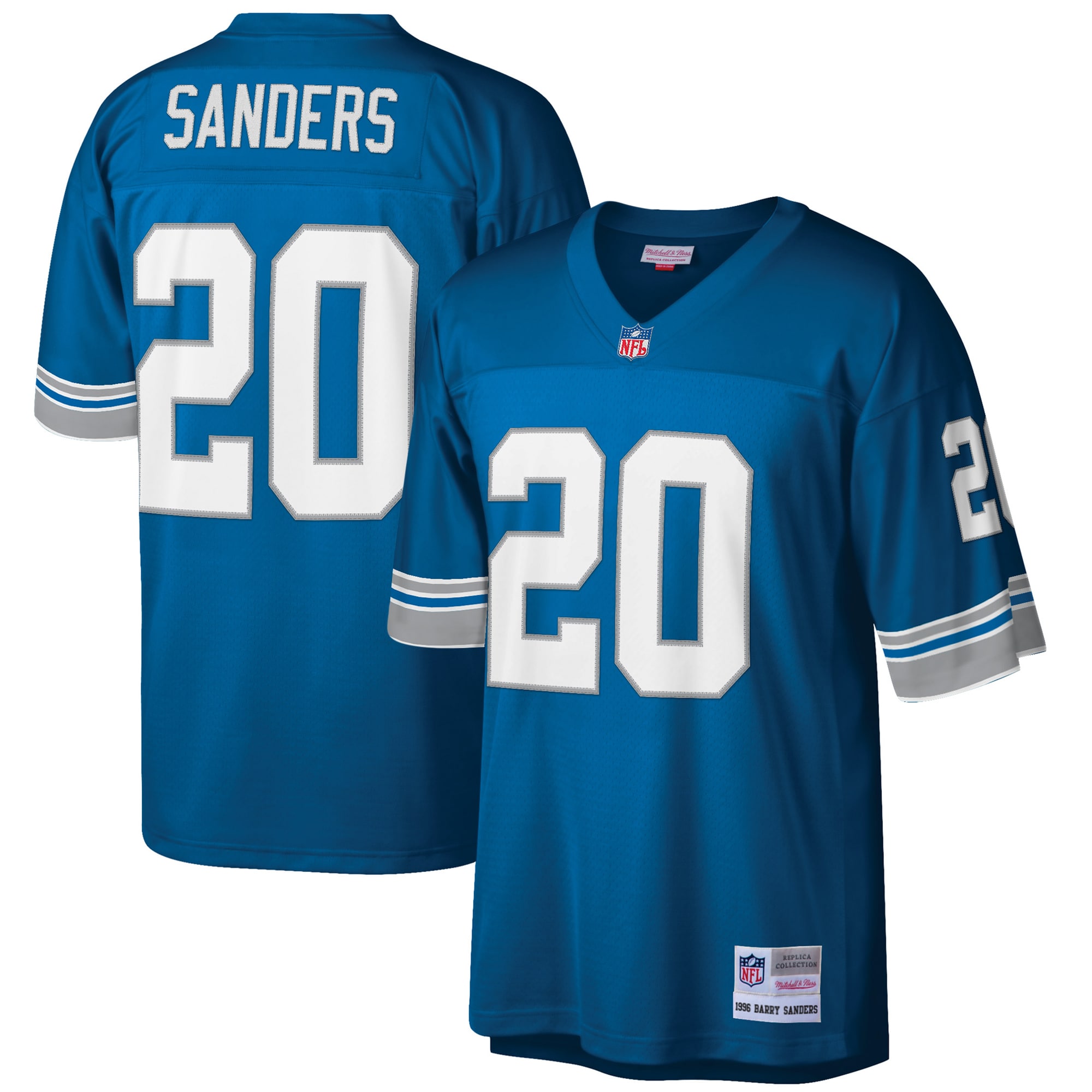 mens mitchell  ness barry sanders blue detroit lions big  tall 1996 retired player replica jersey | Lions Shop | Detroit Lions NFL Jerseys & Caps Collection