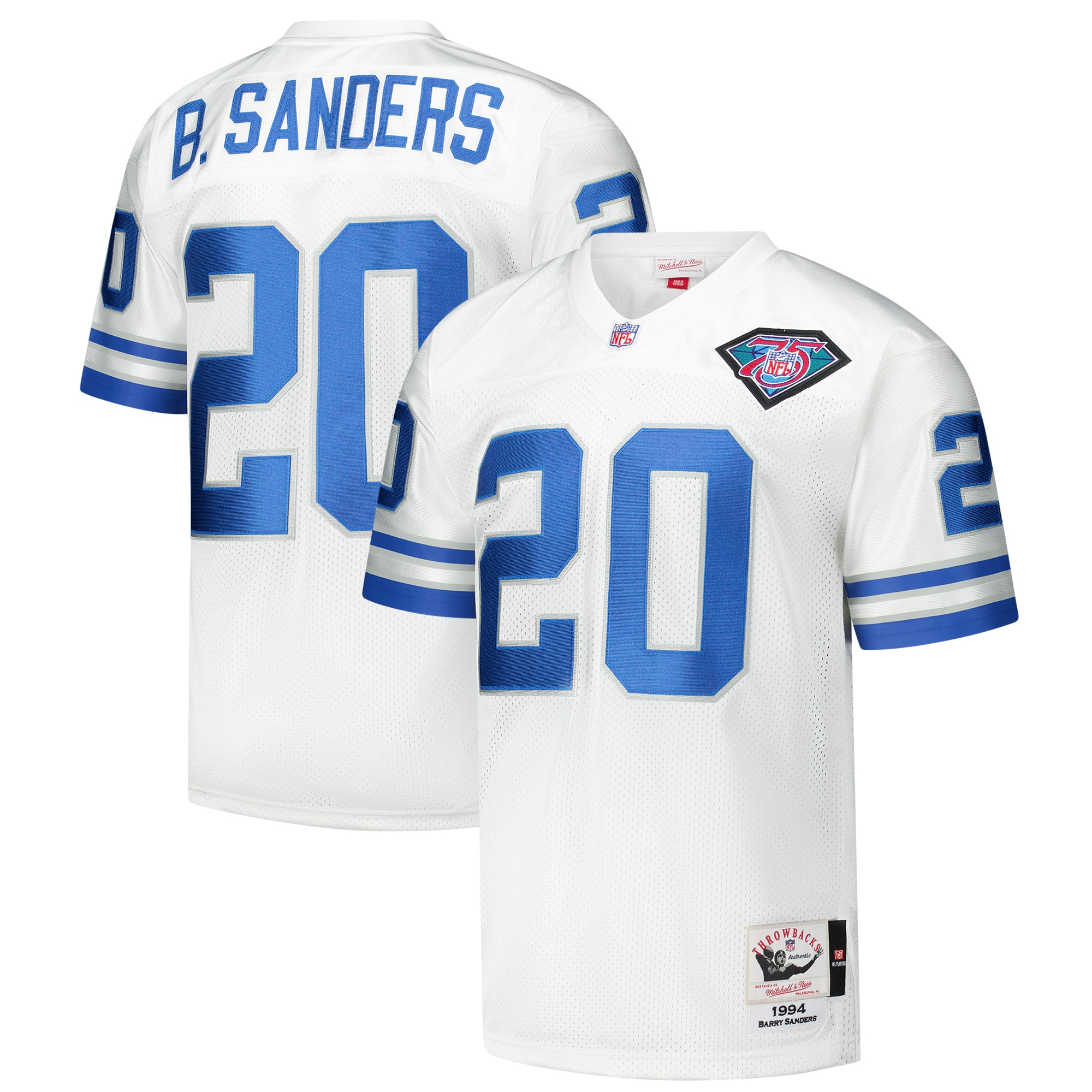 mens mitchell  ness barry sanders white detroit lions 1994 authentic throwback retired player jersey | Lions Shop | Detroit Lions NFL Jerseys & Caps Collection