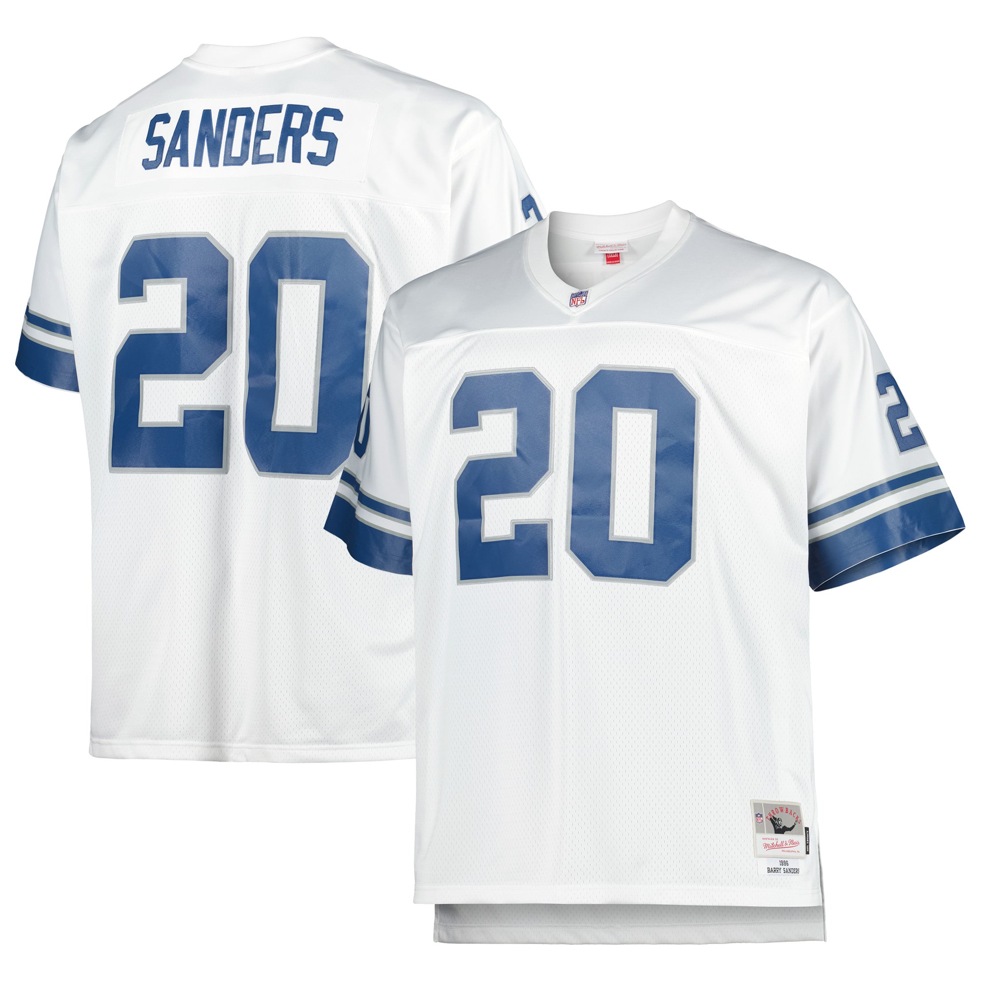 mens mitchell  ness barry sanders white detroit lions big  tall 1996 retired player replica jersey | Lions Shop | Detroit Lions NFL Jerseys & Caps Collection