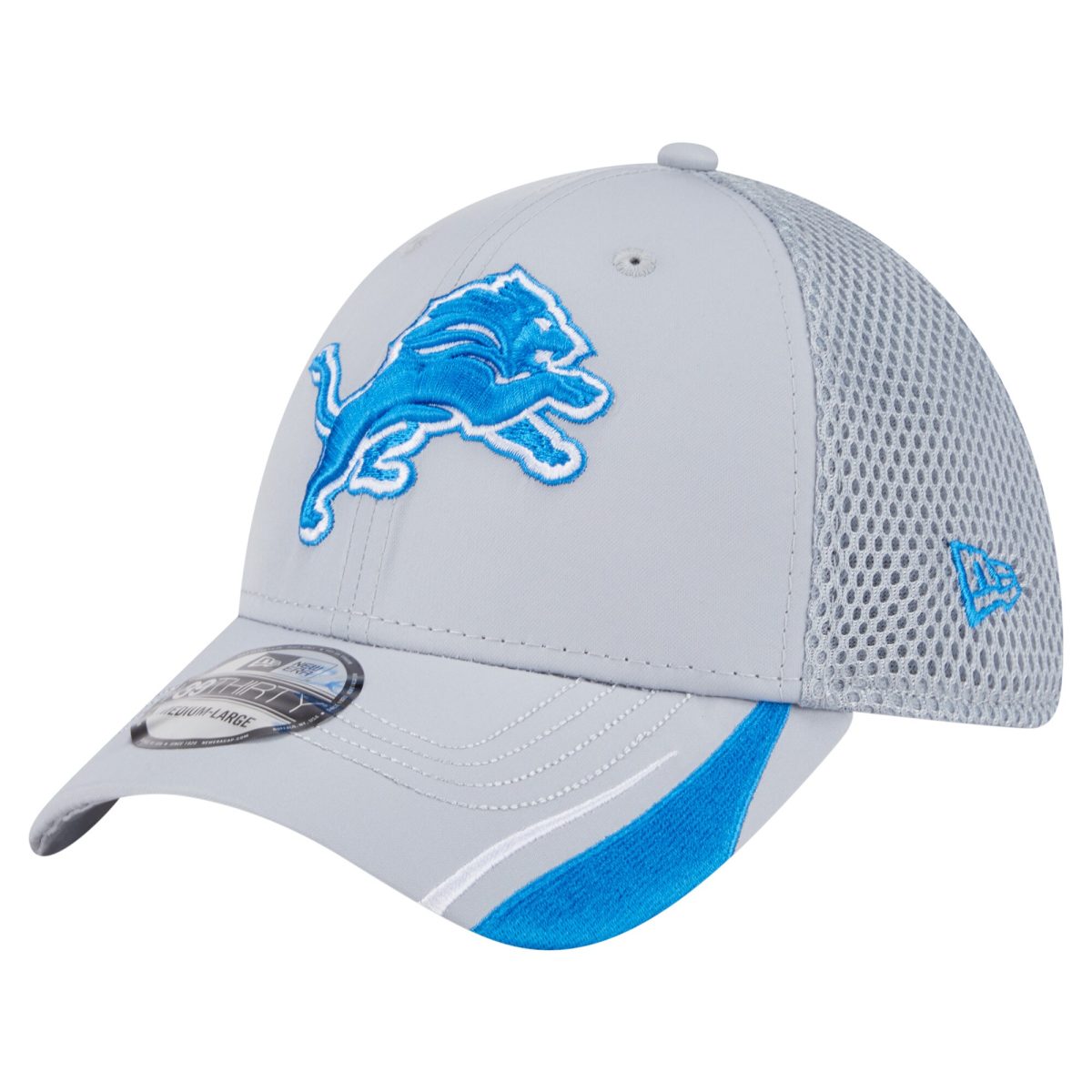 mens new era gray detroit lions game day linear 39thirty flex hat | Lions Shop | Detroit Lions NFL Jerseys & Caps Collection