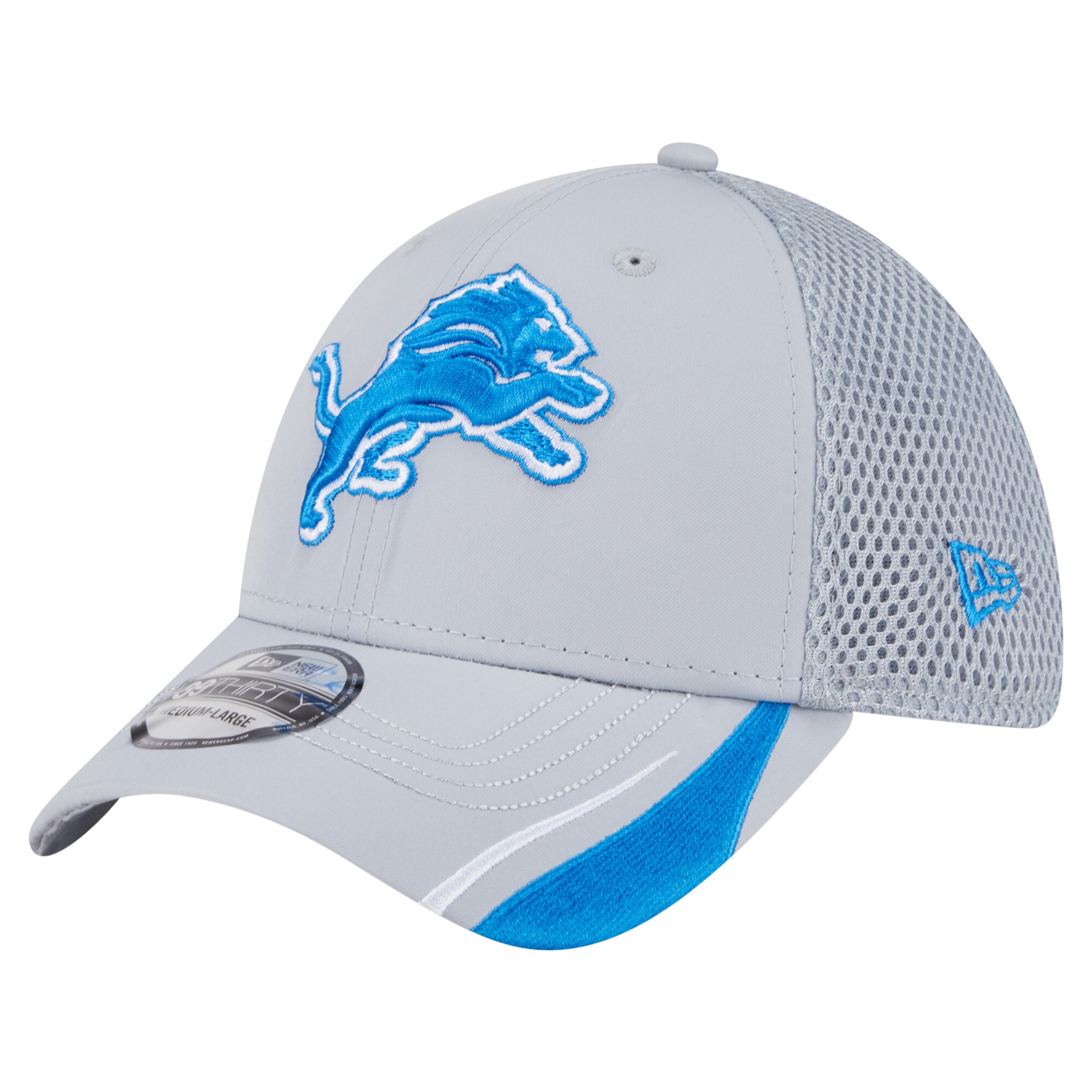 mens new era gray detroit lions game day linear 39thirty flex hat | Lions Shop | Detroit Lions NFL Jerseys & Caps Collection