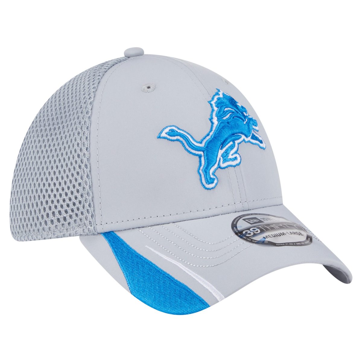 mens new era gray detroit lions game day linear 39thirty flex hat | Lions Shop | Detroit Lions NFL Jerseys & Caps Collection