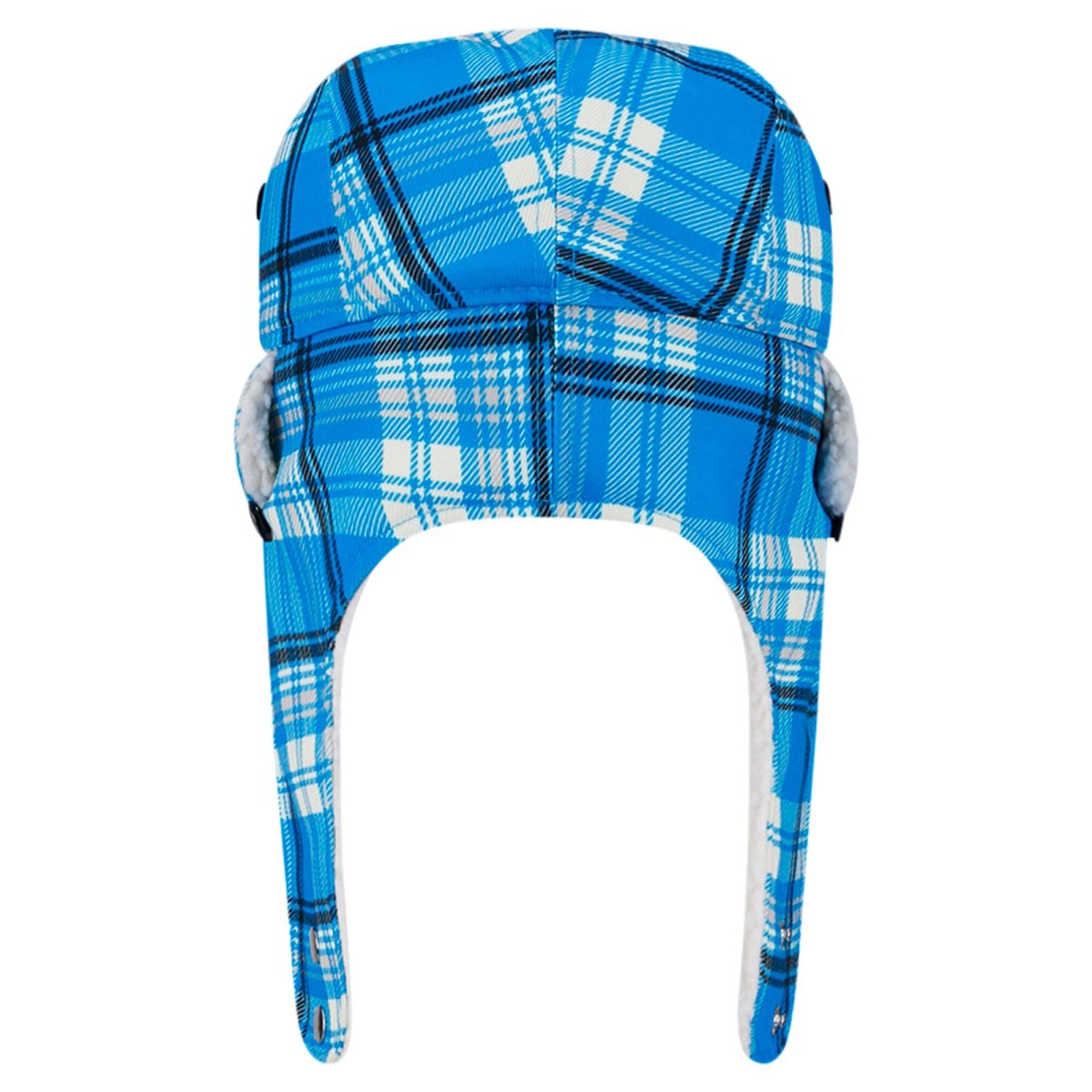 new era blue detroit lions sideline plaid sherpa trapper hat | Lions Shop | Detroit Lions NFL Jerseys & Caps Collection