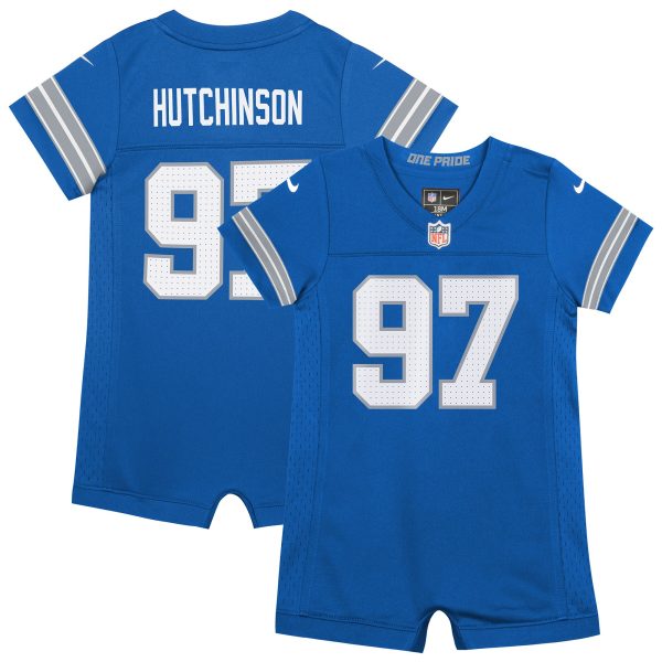 newborn  infant nike aidan hutchinson blue detroit lions game romper jersey | Lions Shop | Detroit Lions NFL Jerseys & Caps Collection