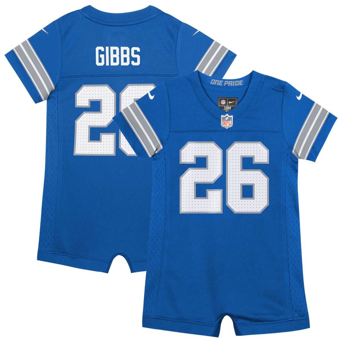 newborn  infant nike jahmyr gibbs blue detroit lions game romper jersey | Lions Shop | Detroit Lions NFL Jerseys & Caps Collection