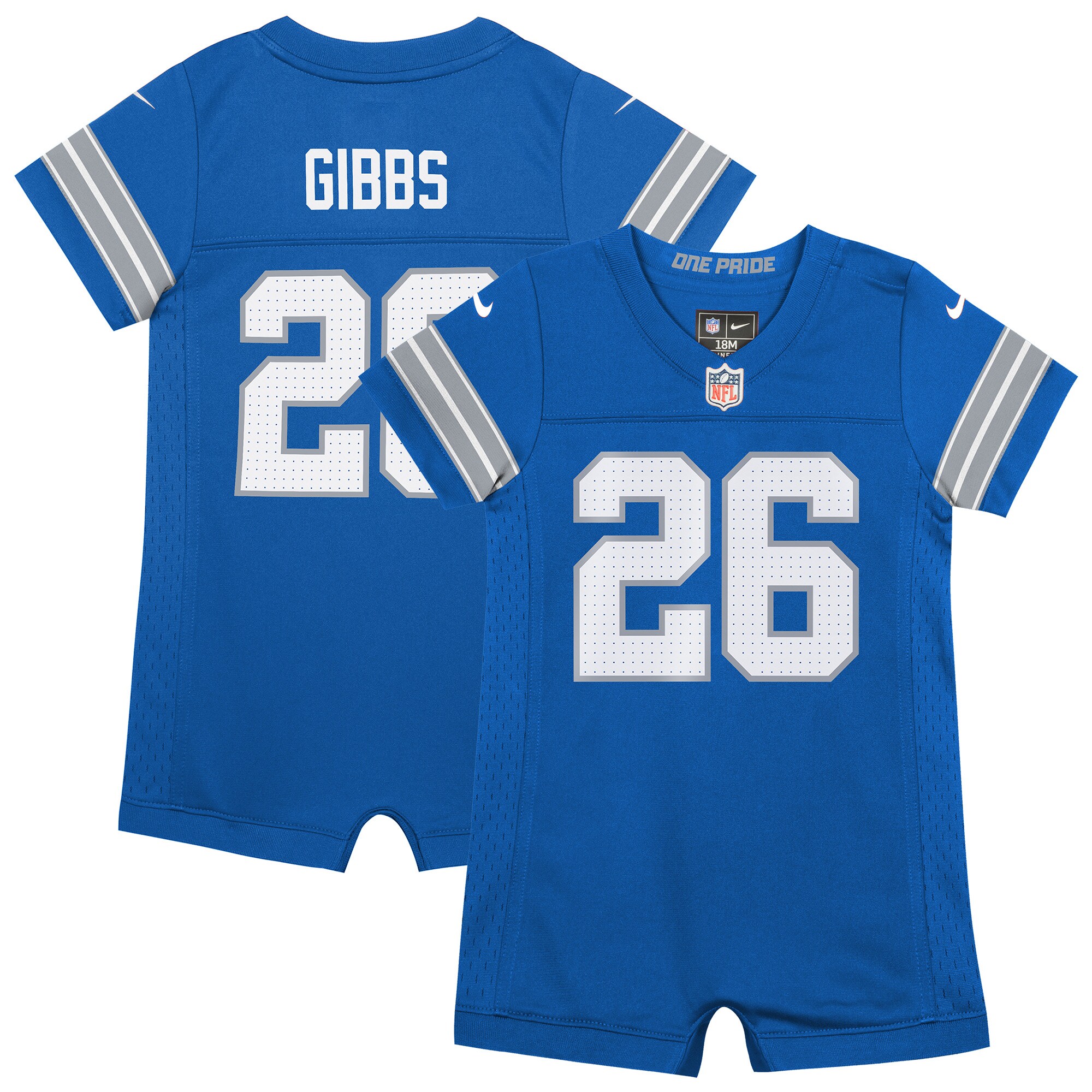 newborn  infant nike jahmyr gibbs blue detroit lions game romper jersey | Lions Shop | Detroit Lions NFL Jerseys & Caps Collection