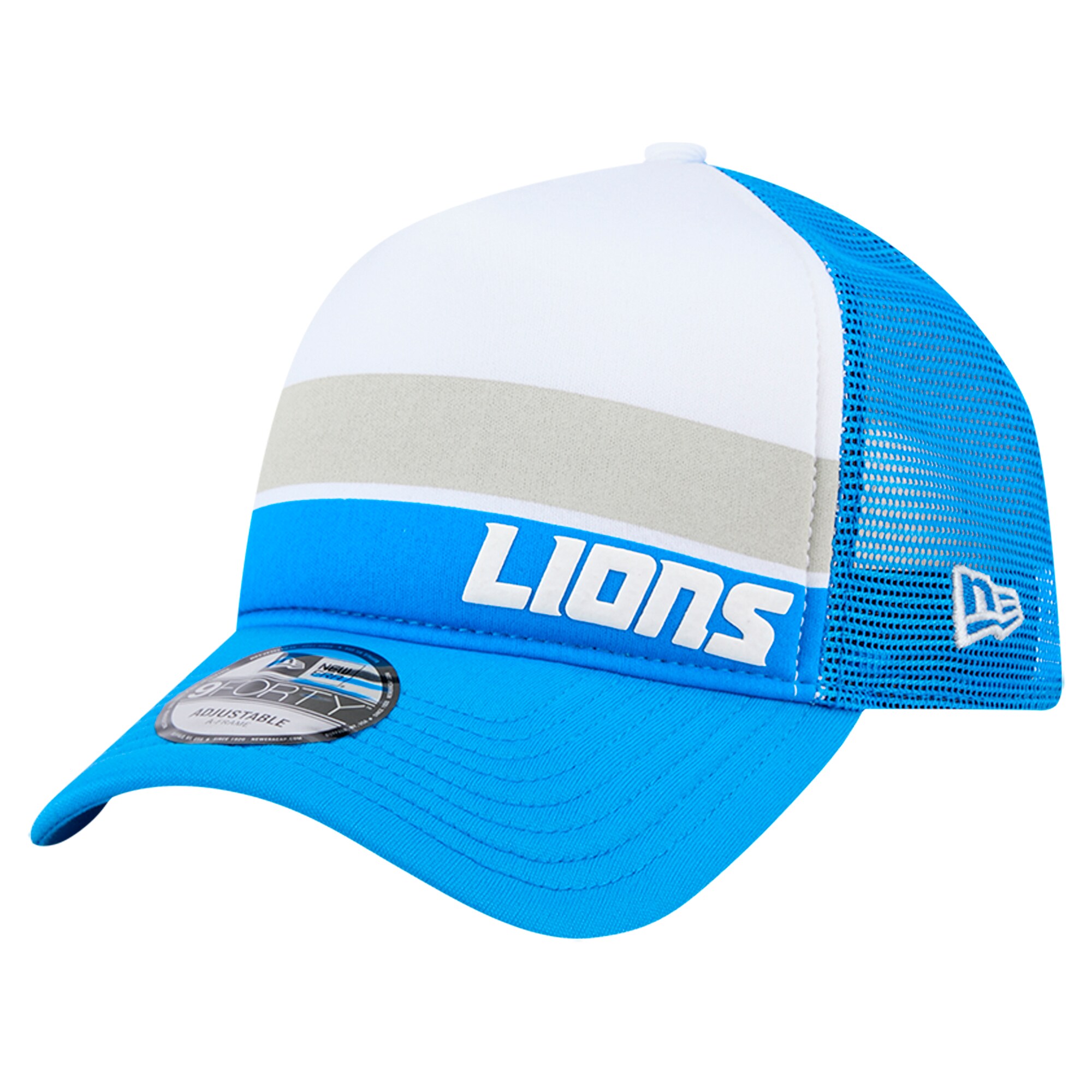 toddler new era blue detroit lions sport night color block 9forty a-frame trucker adjustable hat | Lions Shop | Detroit Lions NFL Jerseys & Caps Collection