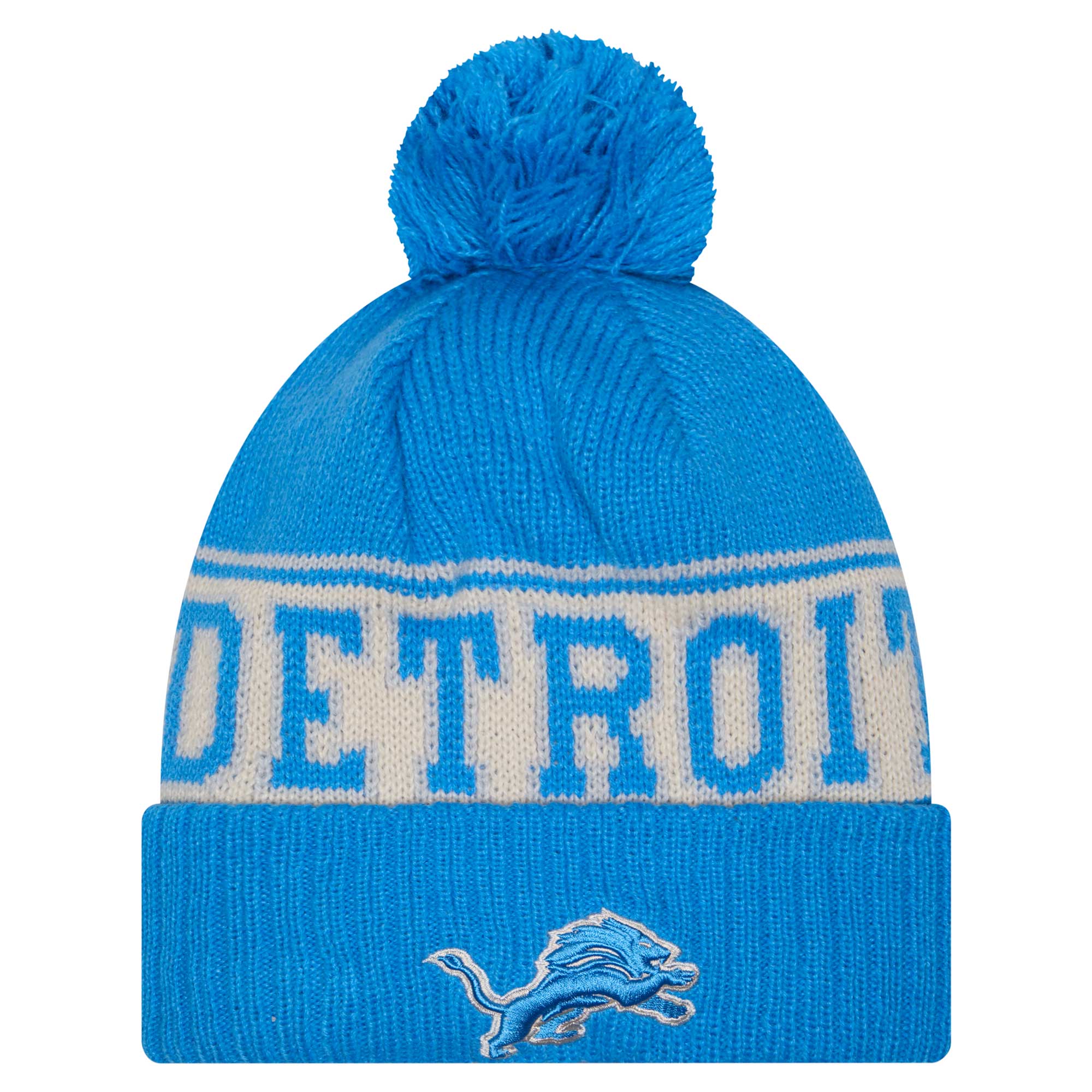 youth new era blue detroit lions retro cuffed knit hat with pom | Lions Shop | Detroit Lions NFL Jerseys & Caps Collection