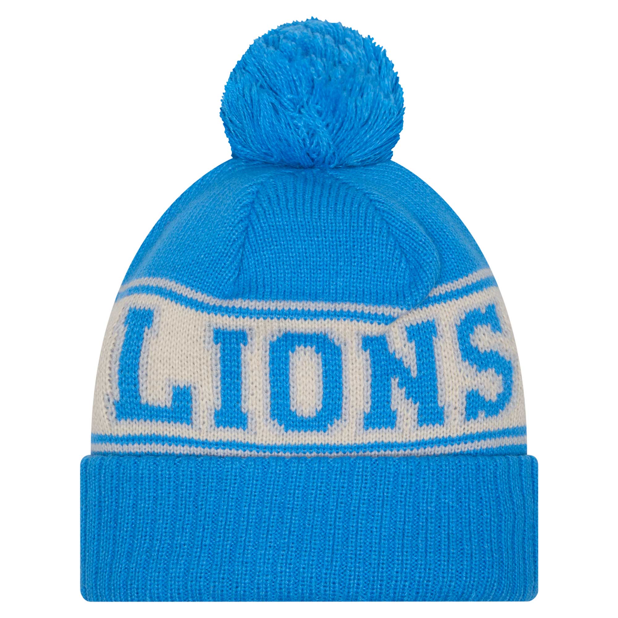youth new era blue detroit lions retro cuffed knit hat with pom | Lions Shop | Detroit Lions NFL Jerseys & Caps Collection